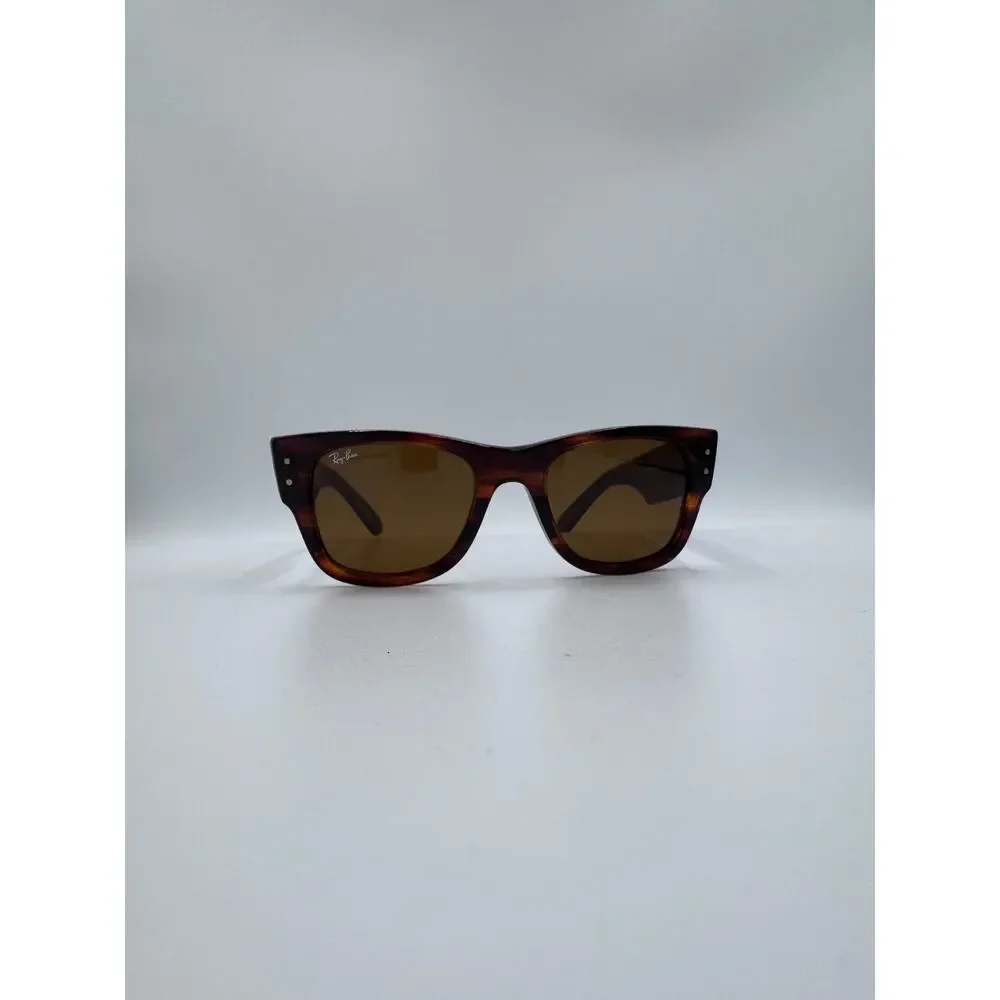 Ray-Ban RB0840S Mega Wayfarer Striped Havana Frame Brown Lens 51mm New